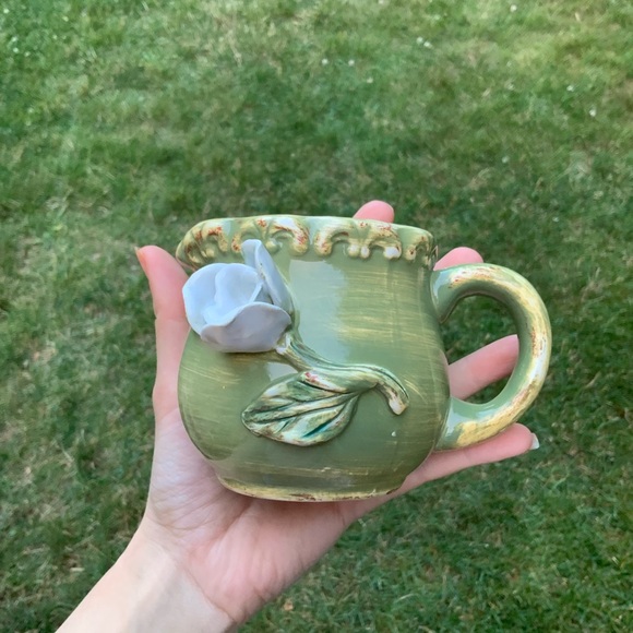 Vintage Cottagecore Whimsical Flower Rustic Forest Ceramic Creamer Sugar Set - Picture 12 of 15